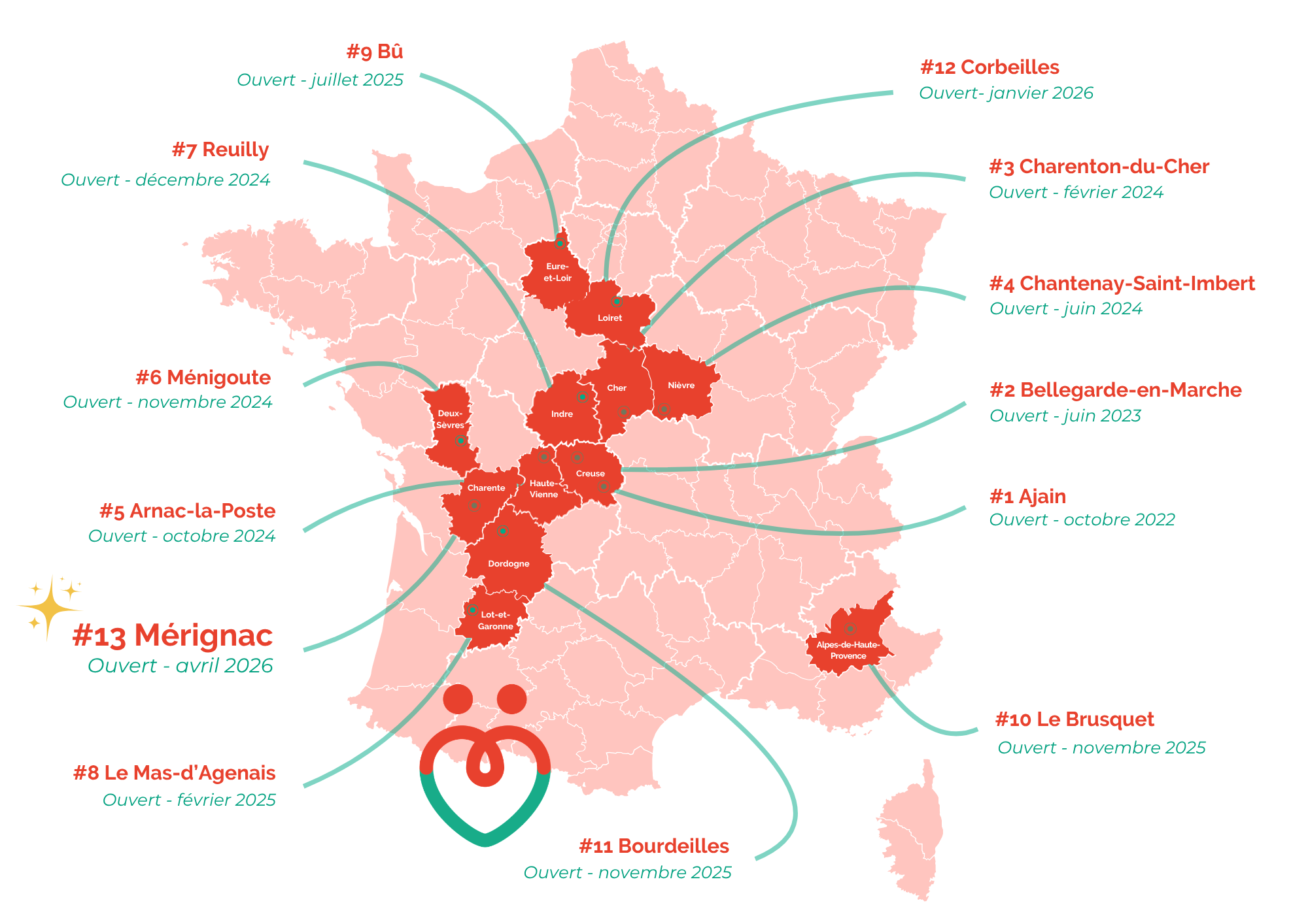 Carte de l'ouverture des centres de santé Médecins Solidaires - Mérignac